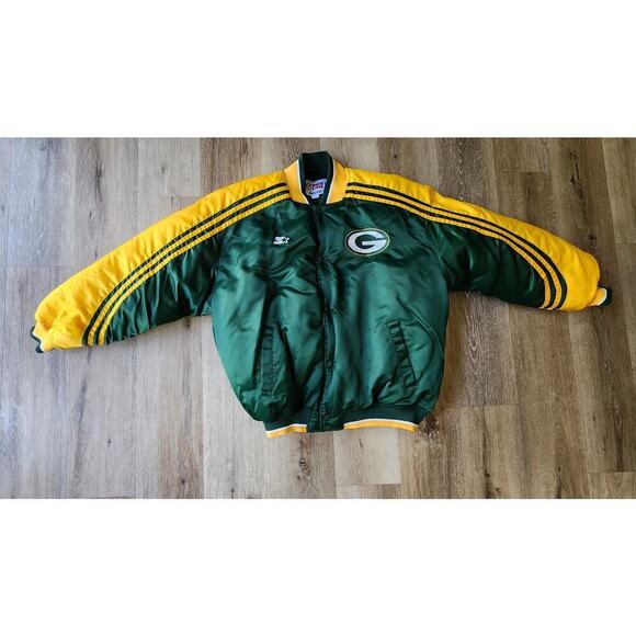 Green Bay Packers  Starter Enforcer Satin  Varsity Full-Snap Jacket - Green/Gold - Picture 4 of 16